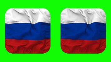 Rússia bandeira dentro escudeiro forma isolado com avião e colisão textura, 3d Renderização, verde tela, alfa fosco video