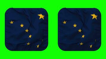 Etat de Alaska drapeau dans écuyer forme isolé avec plaine et bosse texture, 3d le rendu, vert filtrer, alpha mat video