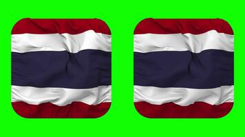 Thaïlande drapeau dans écuyer forme isolé avec plaine et bosse texture, 3d le rendu, vert filtrer, alpha mat video