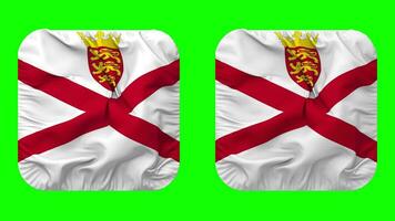Bailiwick of Jersey Flag in Squire Shape Isolated with Plain and Bump Texture, 3D Rendering, Green Screen, Alpha Matte video