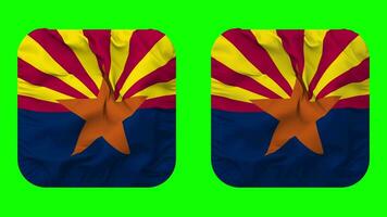 State of Arizona Flag in Squire Shape Isolated with Plain and Bump Texture, 3D Rendering, Green Screen, Alpha Matte video