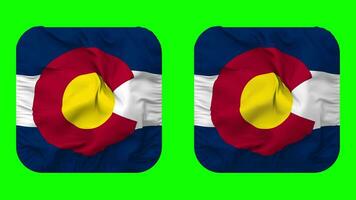 Zustand von Colorado Flagge im Knappe gestalten isoliert mit einfach und stoßen Textur, 3d Wiedergabe, Grün Bildschirm, Alpha matt video