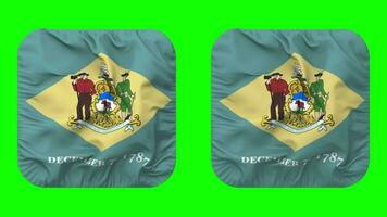State of Delaware Flag in Squire Shape Isolated with Plain and Bump Texture, 3D Rendering, Green Screen, Alpha Matte video