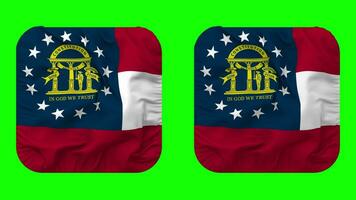 State of Georgia Flag in Squire Shape Isolated with Plain and Bump Texture, 3D Rendering, Green Screen, Alpha Matte video