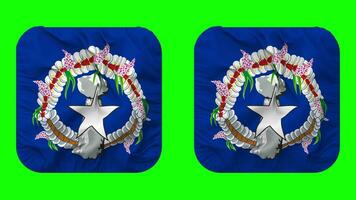 Northern Mariana Islands Flag in Squire Shape Isolated with Plain and Bump Texture, 3D Rendering, Green Screen, Alpha Matte video