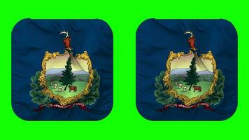 State of Vermont Flag in Squire Shape Isolated with Plain and Bump Texture, 3D Rendering, Green Screen, Alpha Matte video