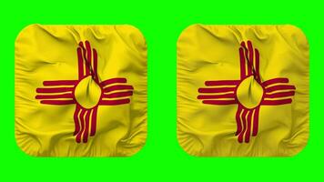 State of New Mexico Flag in Squire Shape Isolated with Plain and Bump Texture, 3D Rendering, Green Screen, Alpha Matte video