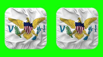 US Virgin Islands Flag in Squire Shape Isolated with Plain and Bump Texture, 3D Rendering, Green Screen, Alpha Matte video