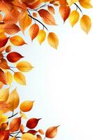 Bright horizontal border with falling autumn leaves photo