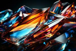Colorful 3D glass object abstract wallpaper background photo