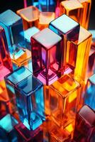 Colorful 3D glass object abstract wallpaper background photo