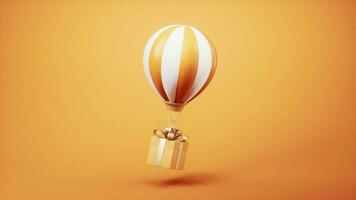 Loop animation of hot air balloon and gift box, 3d rendering. video