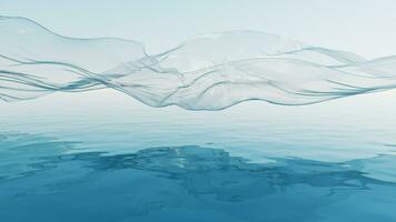 Flowing transparent cloth with water surface, 3d rendering. video