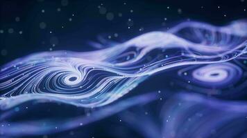 Wave particles lines with swirling pattern, 3d rendering. video