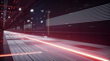 Going forward in digital cyberspace, sci-fi concept tunnel, 3d rendering. video