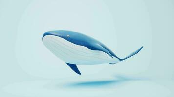 baleia com desenho animado estilo, 3d Renderização. video