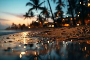 Tropical beach with an island in background photo
