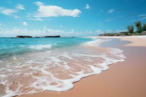 close up of waves on sandy beach photo