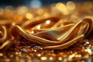 Gold glitter background with slik cloth background photo