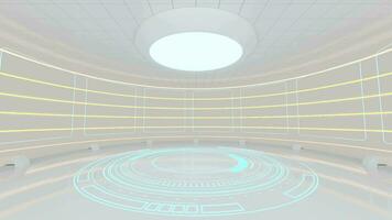 Creative round room, empty presentation room, 3d rendering. video
