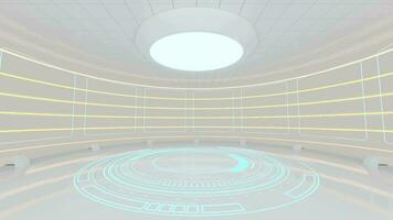 Creative round room, empty presentation room, 3d rendering. video