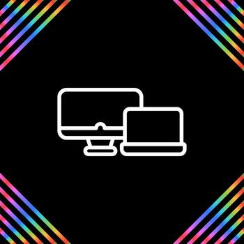 ordenador portátil con escritorio comput vector icono