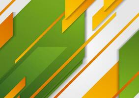 Contrast green orange geometric tech abstract background vector