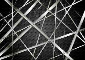 Metallic stripes on dark perforated abstract background vector