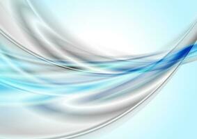 Blue grey glossy smooth waves abstract background vector