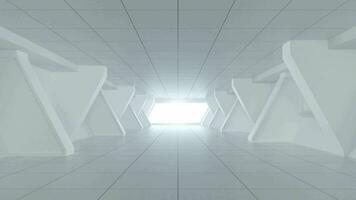 Going forward in white tunnel with light in the end, 3d rendering. video