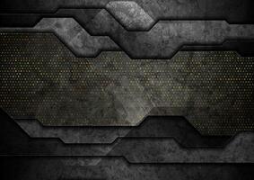 Black and golden dots abstract tech geometric background vector