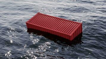 lazo animación de carga envase flotante en el Oceano , 3d representación. video