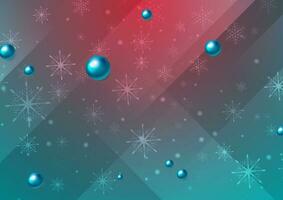 Shiny xmas abstract background with snowflakes and balls vector