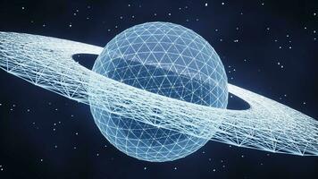 Digital sphere with glowing lines structure, 3d rendering. video