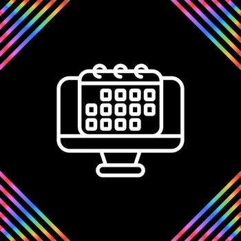 Desktop computer with cale Vector Icon