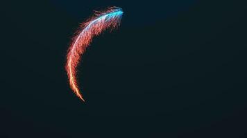 Glowing neon feather encircle around center, 3d rendering. video