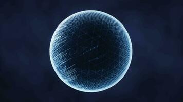 Digital sphere with glowing lines structure, 3d rendering. video