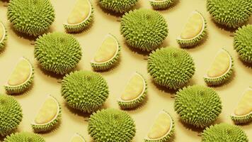 Loop animation of fruit durian, delicious fruit, 3d rendering. video