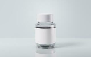 Medical pill bottle with health care concept, 3d rendering. photo