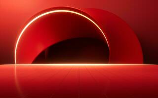 Red curve ring geometry, 3d rendering. photo