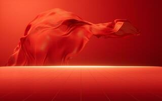 Flowing red cloth background, 3d rendering. photo