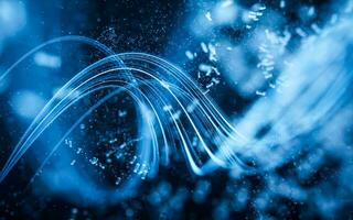 Flowing curve and particles background, 3d rendering. photo