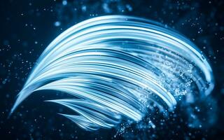 Flowing curve and particles background, 3d rendering. photo