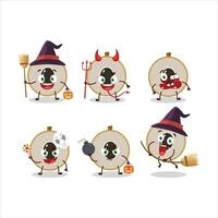 Halloween expression emoticons with cartoon character of slice of longan vector