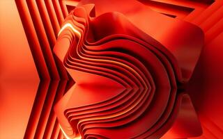 Abstract red curve stage background, 3d rendering. photo