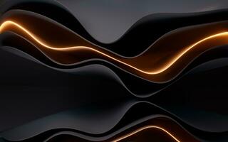 Dark curve geometry and glowing lines, 3d rendering. photo