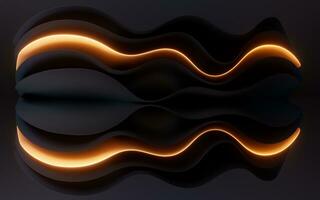 Dark curve geometry and glowing lines, 3d rendering. photo