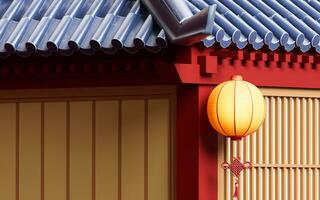 Chinese ancient building with retro style, 3d rendering. photo