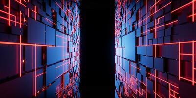 Technology cube cyberspace background, 3d rendering. photo