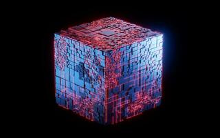 Abstract technology cube construction, 3d rendering. photo